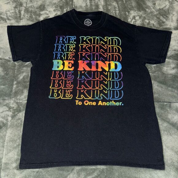 DOM T-Shirt Men's Medium Black 100% Cotton Be Kind To One Another Graphic Print - Picture 2 of 6